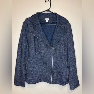 Chico's Heathered Blue Zipper Blazer